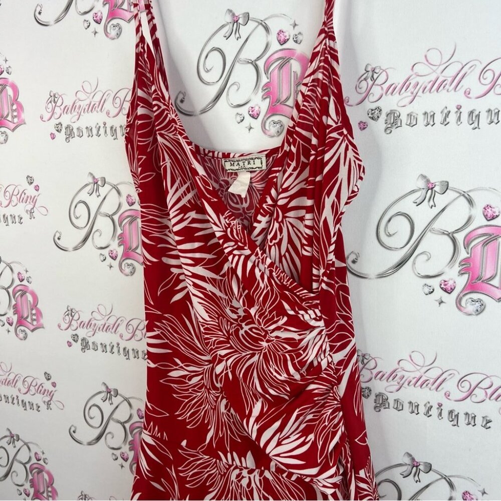 Matri dress floral flowers red White Floral long dress strappy boho - Picture 3 of 9
